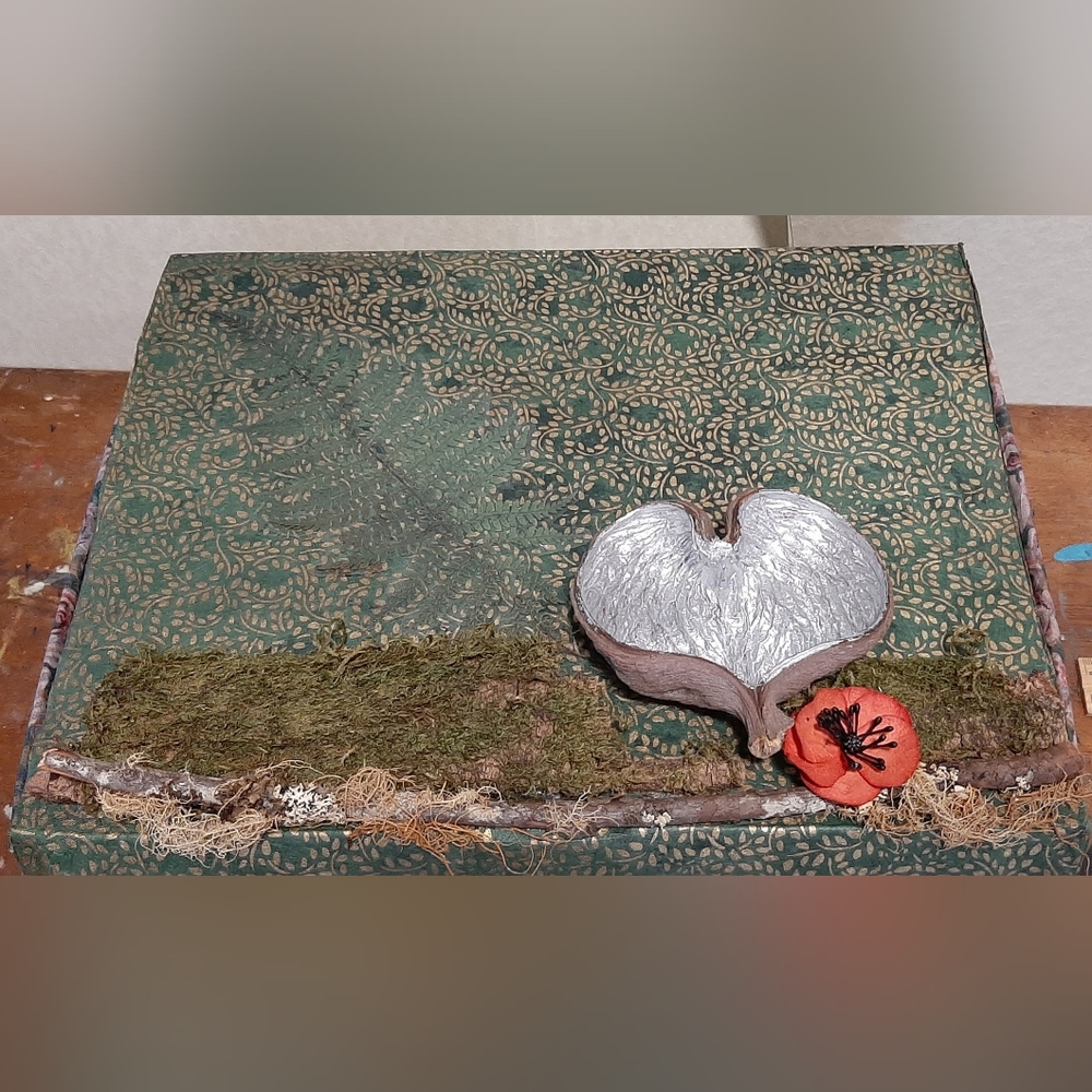 Decorative Handmade Upcycled Green and Silver Memory Gift Box